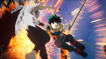 Bandai Namco My Hero Academia All’s Justice PlayStation 5 game box with cover art featuring anime characters.