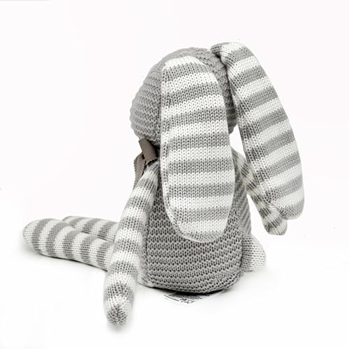 FLUFFYFUN 100% Organic Cotton Grey Bunny Rabbit Teddy 7.1", Easter Baby Teddy Soft Toys For Newborn