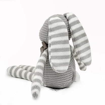 FLUFFYFUN 100% Organic Cotton Grey Bunny Rabbit Teddy 7.1", Easter Baby Teddy Soft Toys For Newborn