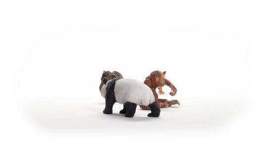 SCHLEICH Wild Life Asia Starter Set - 4-Piece Miniature Wildlife Animal Set - Featuring Elephant Calf, Giant Panda, Orangutan, and Tiger Cub - Kids Ages 3+ | 42736