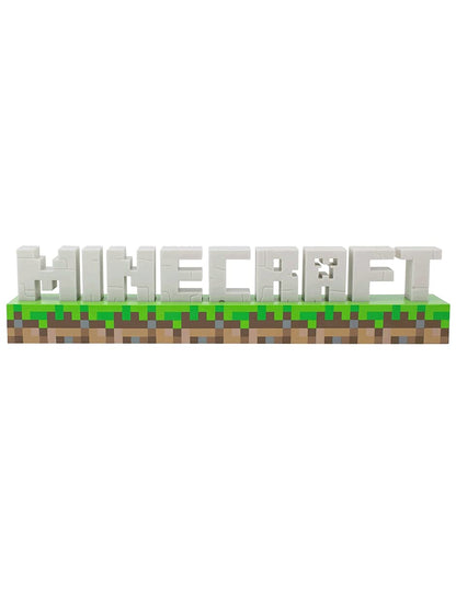 Minecraft Logo Light - Officially Licensed Merchandise, 2 Light Modes, Battery or USB Operated, Bedroom or Game Room Decor for Gamers | Paladone, White/Brown/Green