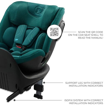 Kinderkraft XRIDER2 Infant Car Seat with Base, Isofix, I-Size 40-125 Cm, from Birh to 7 Years, Reclining, 360 Degree, Safety Systems, Travel Comfort, Green