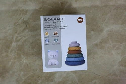 LEADSTAR Stacking Baby Toys Silicone, Elephant Silicone Soft Stack Rings, Teether for Baby, Early Development & Activity Sensory Toys for Babies, Toddlers & Infant, Gifts for Girls-7 PCS Teething Set