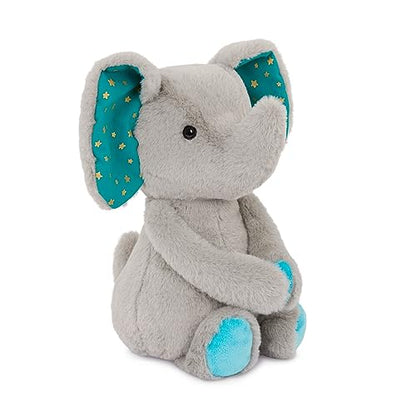 Soft plush elephant doll by B. toys, cuddly stuffed animal toy for all ages, washable and perfect for newborns.