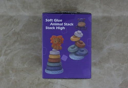 LEADSTAR Stacking Baby Toys Silicone, Lion Sensory Stacker Circles Teething Baby Toy 6 to 12 months, Early Development & Activity Toddler Toys, Silicone Soft Teething Toy, Stacking Toys-7PCS