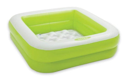 Intex inflatable square paddling pool, 86x86x25 cm, featuring random colors like pink or lime green.