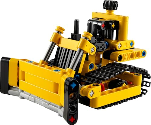 LEGO Technic Heavy-Duty Bulldozer set showcasing realistic features, designed for imaginative play by kids.