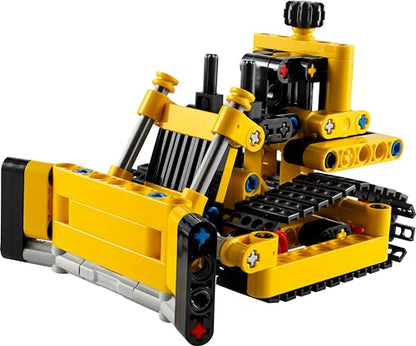 LEGO Technic Heavy-Duty Bulldozer set showcasing realistic features, designed for imaginative play by kids.