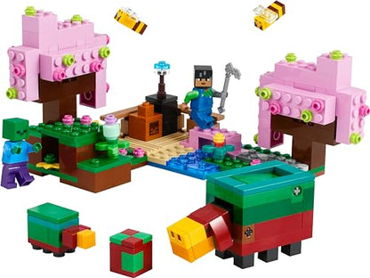 LEGO Minecraft The Cherry Blossom Garden Toy - Building Set with Trees, a Sunny Figure, Bees, and Mobs incl. a Zombie - Gamer Gift for 8+ Year Old Boys & Girls - 21260