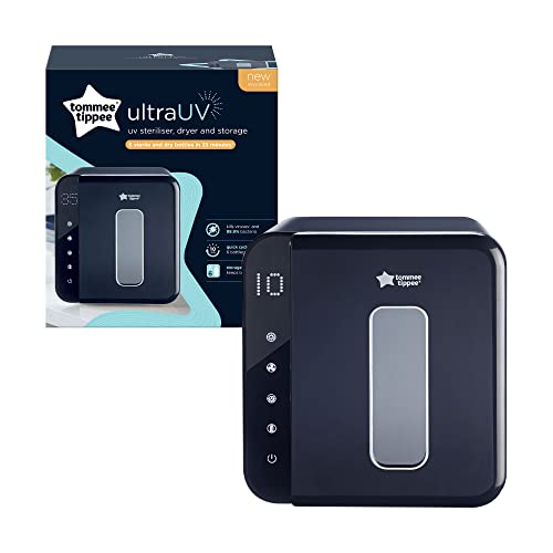 Tommee Tippee Ultra UV Steriliser, Dryer and Storage, Black, for Baby Bottles and Accessories, Steam-Free to Kill Viruses^ and 99.9% of Harmful Bacteria