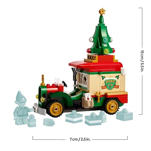 LEGO Santa's Delivery Truck with Christmas tree, presents, and decorations for festive play and display, suitable for ages 8+.