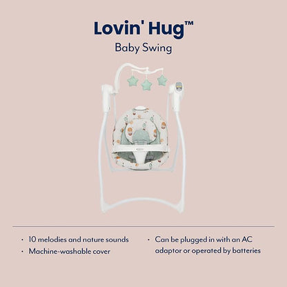 Graco Lovin' Hug Swing with 6 Swing speeds, Music, 4 Recline Positions and Folds up for Storage. Suitable from Birth to Approx. 6 Months (0-9kgs), Up & Away Fashion
