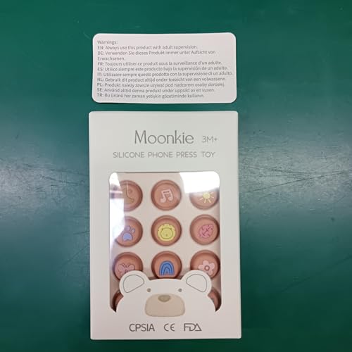 Moonkie Teething Toys for Baby, Silicone Phone Press Teether for 3 Months+, Pop It Fidget Toys, BPA-Free, Gum Pain Relief, Baby Shower Gifts for Boy and Girl, Sensory Toys for Babies(Blush)