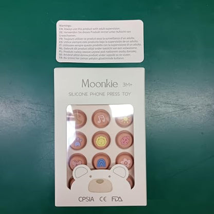 Moonkie Teething Toys for Baby, Silicone Phone Press Teether for 3 Months+, Pop It Fidget Toys, BPA-Free, Gum Pain Relief, Baby Shower Gifts for Boy and Girl, Sensory Toys for Babies(Blush)