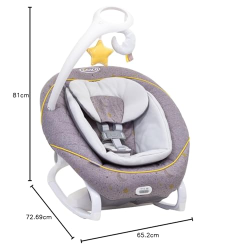 Graco All Ways Soother baby swing and rocker with starry pattern, featuring vibration and adjustable swing speed for infants.
