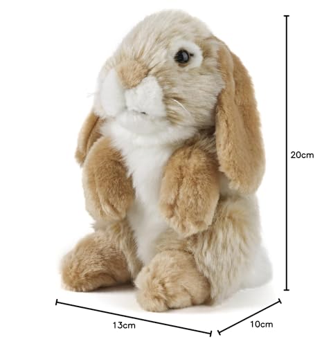 Living Nature Brown Sitting Lop Eared Rabbit, Realistic Soft Cuddly Bunny Toy, Naturli Eco-Friendly Plush, 18cm
