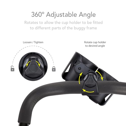 LittleLife Double Buggy And Pushchair Universal Cup Holder Adjustable Bottle Organiser for Stroller, Drink and Coffee Cup Holder, Double