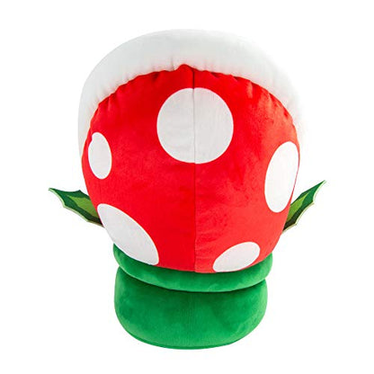Club Mocchi Mocchi Mega Piranha plush toy, 40 cm, Super Mario soft toy for boys and girls, Nintendo-themed bedroom accessory.