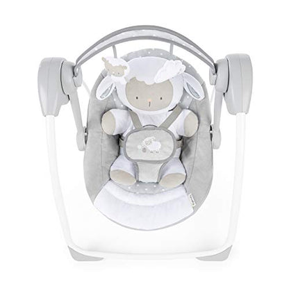 Ingenuity Comfort 2 Go Compact Portable 6-Speed Baby Swing with Music, Folds for Easy Travel - Cuddle Lamb, 0-9 Months