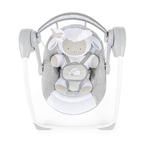Ingenuity Comfort 2 Go Compact Portable 6-Speed Baby Swing with Music, Folds for Easy Travel - Cuddle Lamb, 0-9 Months