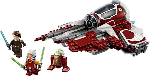 LEGO Star Wars Ahsoka’s Jedi Interceptor with minifigures Anakin Skywalker and R7-A7 droid for The Clone Wars fans.