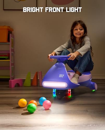 FanttikRide 12V N7 Pro Kids Electric Car, 2-in-1 Ride on Car with Pedal, Rechargeable Battery, 2 Speed, Anti-Rollover, Flashing Wheels, Bluetooth, for Ages 3-8, 150 lbs, Pinkish Purple