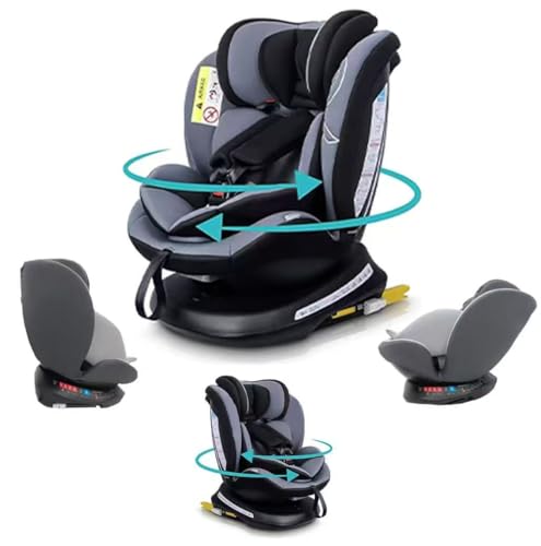360° Rotating Car Seat, Baby Carriage, Car Infant Seat, Baby Booster Seat, R129, Top Tether, ISOFIX, Birth to 12yrs (40-150cm), i-Size, Group 0+/1/2/3, Recline 170°, Swivel, 0-36 KG Newborn, New