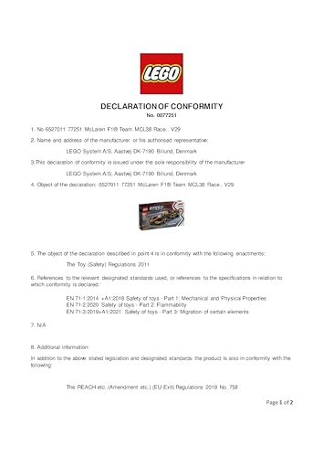 LEGO Speed Champions McLaren F1 Team MCL38 race car model kit with collectible Formula 1 driver minifigure.