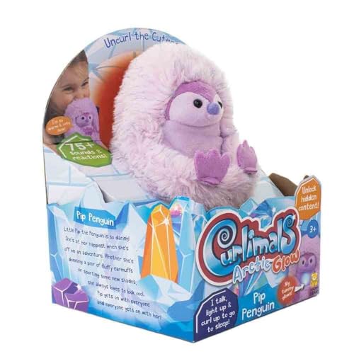 Curlimals Pip Penguin Arctic Glow Interactive Soft Toy Cute Plush Laughing Light-Up Tummy Age 3-6