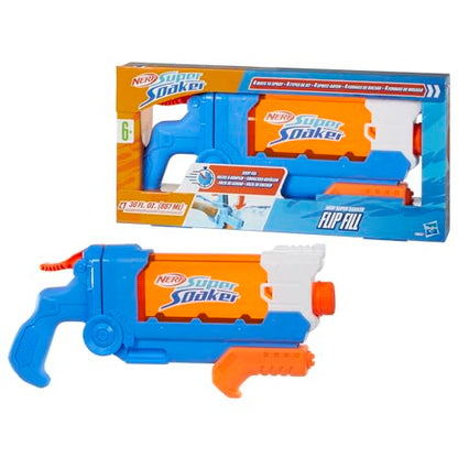 Nerf Super Soaker Flip Fill water blaster in multicolor, 887ml capacity, ideal for garden water games and outdoor fun