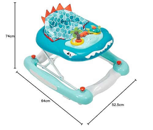 My Child Dino 3-in-1 Walk n Rock toy in aqua color, featuring a cute dinosaur design with interactive features for children.