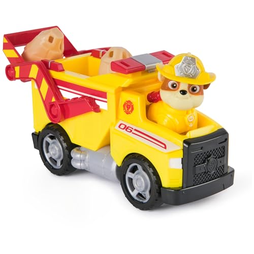 Paw Patrol Fire Rescue: Rubble Rescue Fire Dump Truck with Action Figure, Projectiles, and Toy Truck, Kids Toys for Boys and Girls Ages 3 and Up