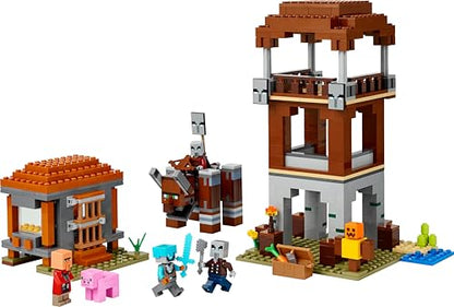 LEGO Minecraft The Pillager Outpost and Ravager Toy - incl. a Posable Figure with a Snapping Jaw Function, and a Village Fortress - Gaming Gift for 9+ Year Old Boys & Girls - 21278