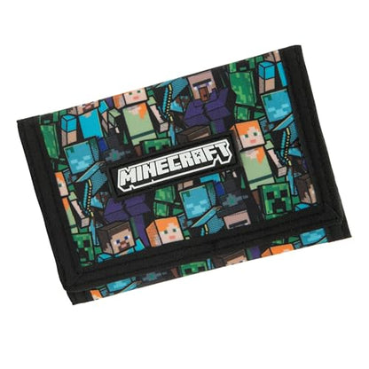 Minecraft Boys Wallet for Kids with Card Slots & Zip Coin Pocket Creeper Gamer Accessories Gaming Gift
