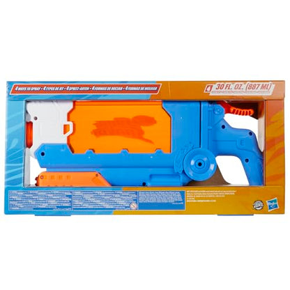 Nerf Super Soaker Flip Fill water blaster in multicolor, 887ml capacity, ideal for garden water toy fun and outdoor games