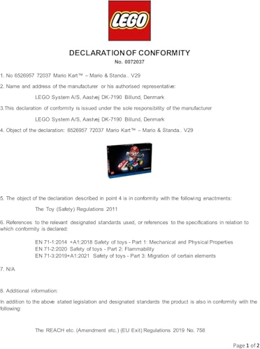 LEGO Mario Kart – Mario & Standard Kart - Nintendo Character Display Figure & Car Model Kit for Gaming Fans - 72037