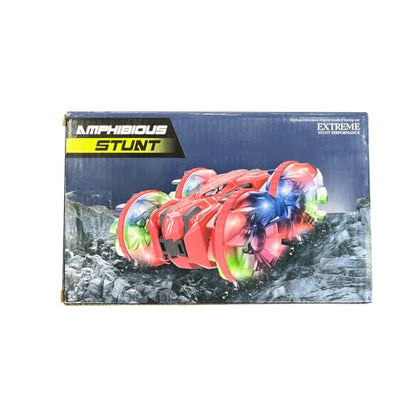 fygurso 4WD Waterproof Remote Control Car，Amphibious 2.4 GHz RC Cars Remote Control Boat，360°Rotation RC Stunt Car with LED Lights，Boys Girls Gifts All Terrain Water Beach Pool Toy