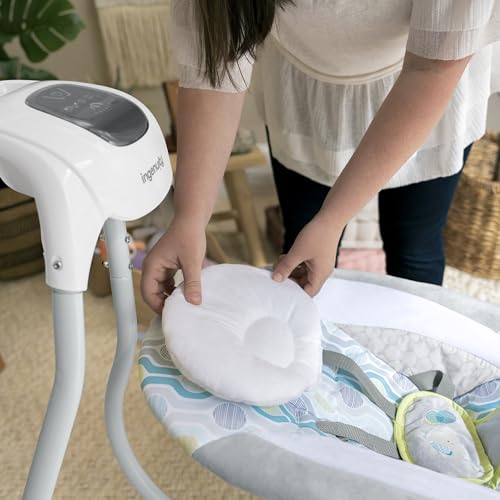 Ingenuity SimpleComfort baby swing with 6-speed multi-direction motion, vibrations, and nature sounds for infants 0-9 months.
