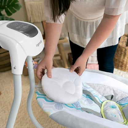 Ingenuity SimpleComfort baby swing with 6-speed multi-direction motion, vibrations, and nature sounds for infants 0-9 months.