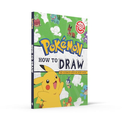 Official guide by Farshore showing how to draw Pokémon characters like Pikachu and friends, featuring colorful illustrations.