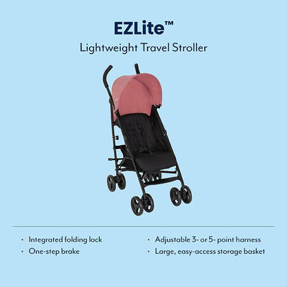 Graco EZLite, ultimate easy-to-use lightweight stroller at only 6.6kg for on-the-go families. Suitable from birth to approx. 3 years (0-15kg), Dusty Rose fashion