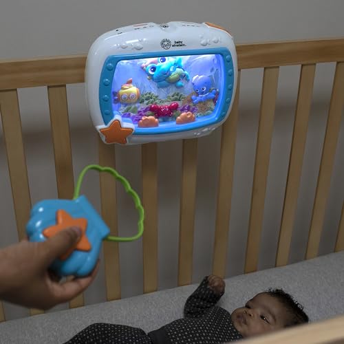 Baby Einstein Sea Dreams Soother crib toy with remote, calming lights and melodies for newborns and infants.