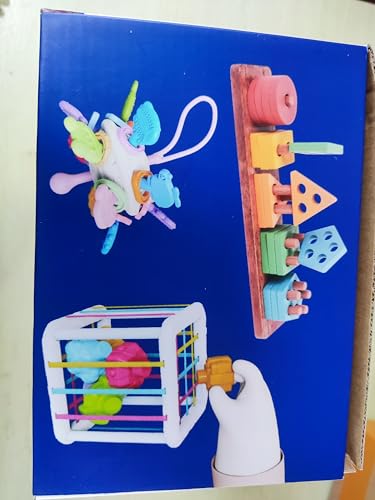 Baby Toys for 6 to 12 Months, Montessori Toys for Babies 6 Months -3 Year Old, 6 in 1 Wooden Sorting and Stacking Blocks Activity Cube Sensory Toy, Learning Baby Toys Gift for 6 7 8 9 12 Months
