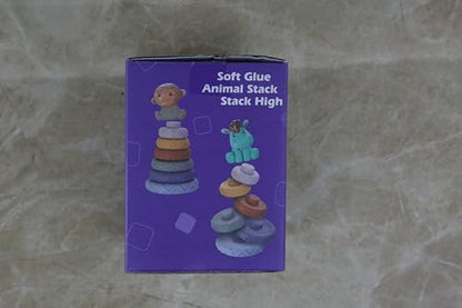 LEADSTAR Stacking Baby Toys Silicone, Lion Sensory Stacker Circles Teething Baby Toy 6 to 12 months, Early Development & Activity Toddler Toys, Silicone Soft Teething Toy, Stacking Toys-7PCS