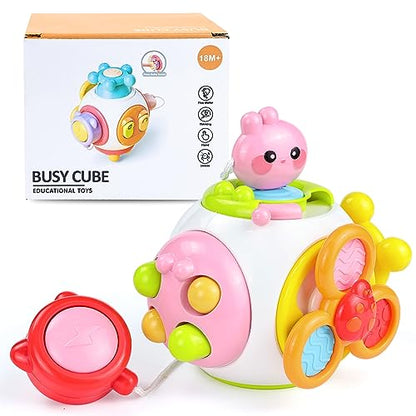 HORJOR Baby Sensory Toys Activity Busy Cube, Suction Toddler Toys for 6-12 Months, Montessori Toys1,2 Year Old Boys Girls Kids Travel Toys