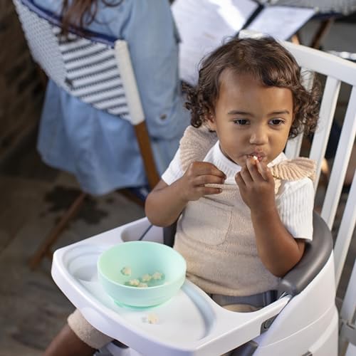 Ingenuity, Baby Base 2-in-1 Seat, Slate, Booster Chair, Dining and Feeding Seat for Toddlers, Easy to Clean with Removable and Self-Storing Tray, Ages 6 Months+