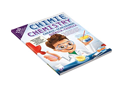 Buki Kids Chemistry Set with test tubes, goggles, and accessories for safe science experiments using kitchen ingredients.