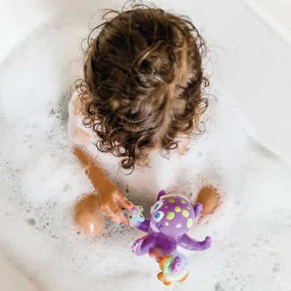 Nuby Octopus Floating Bath Toy - Sensory Development | 3 Rings Included | Colourful