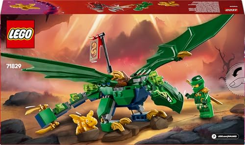 LEGO NINJAGO Lloyd’s Green Forest Dragon building toy with two minifigures, suitable for imaginative play and ninja fans.