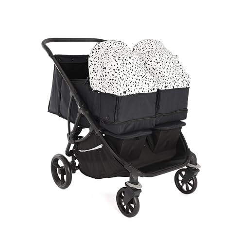 Roma Gemini 2 Double Stroller Base | Add Hood Pack for Compact Narrow 69 cm Wide Twin Pram | Suitable from Newborn to 22 kg Per Seat | Individual Seat Units Recline for Baby | Chassis and Wheels Only,